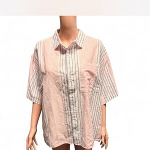 NWT VALOR Men Striped Pink and Blue Button-Up Shirt Sz L NWT